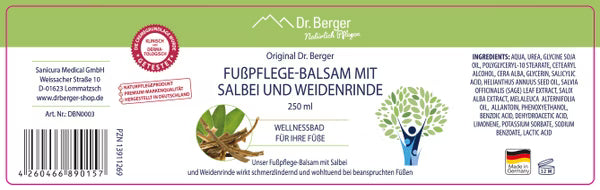 Original Dr. Berger Fußpflegebalsam mit Salbei und Weidenrinde 250 ml