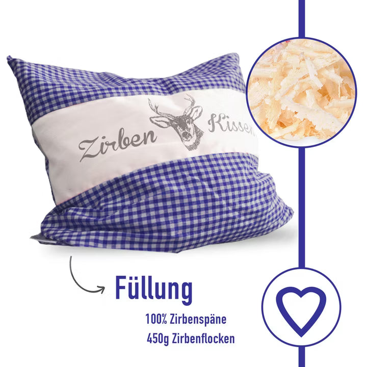 Zirbenkissen Vichy Blau 40 x 40 cm