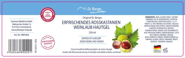 Original Dr. Berger erfrischendes Rosskastanien Weinlaub Hautgel 250 ml