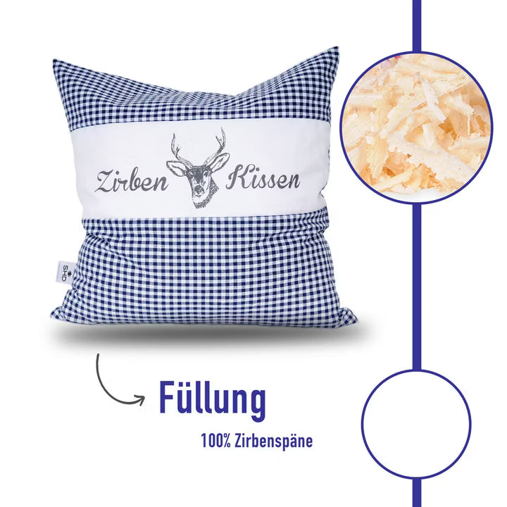 Zirbenkissen Vichy Blau 30 x 30 cm