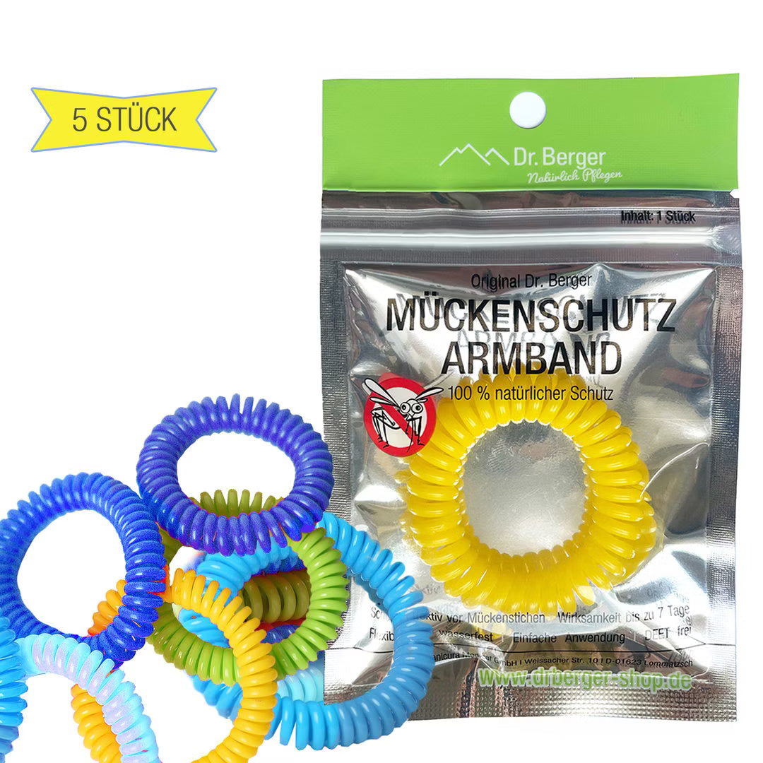 Original Dr. Berger Mückenschutzarmband / Anti-Mückenarmband / Mückenabwehrband 5 Stück