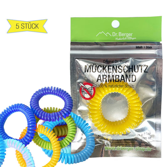 Original Dr. Berger Mückenschutzarmband / Anti-Mückenarmband / Mückenabwehrband 5 Stück