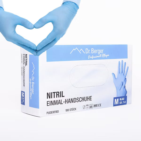 100 Stück Dr. Berger Nitril Einmalhandschuhe latex- und puderfrei Blau Gr. S-XL