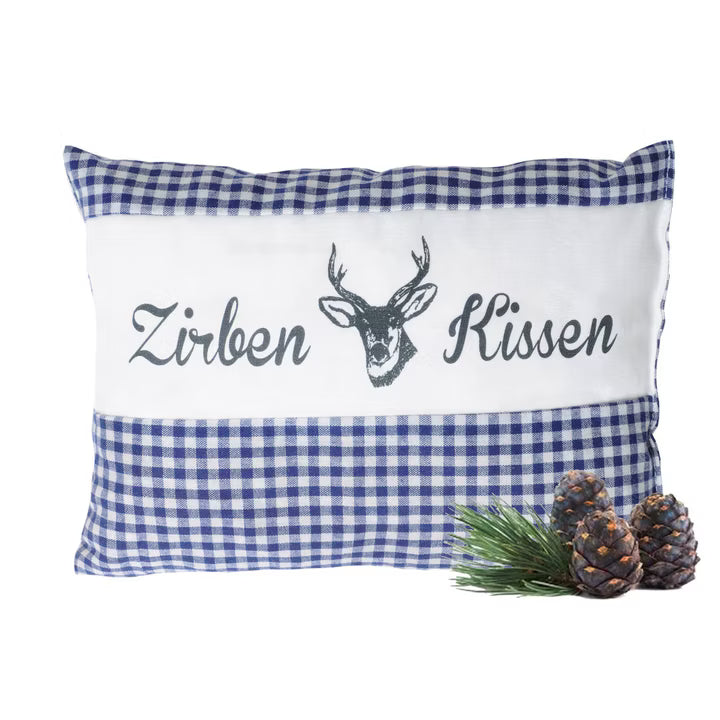 Zirbenkissen Vichy Blau 26 x 19 cm