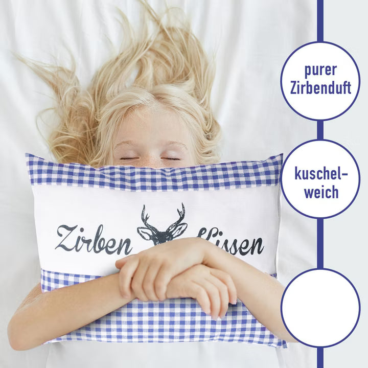 Zirbenkissen Vichy Blau 26 x 19 cm
