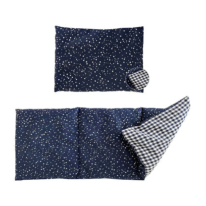 Original Dr. Berger 1-Kammer-und 3-Kammer Kirschkernkissen Set Tupfendruck Blau