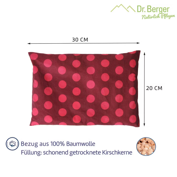Original Dr. Berger 1-Kammer-Kirschkernkissen Tupfendruck Rot 30 x 20 cm