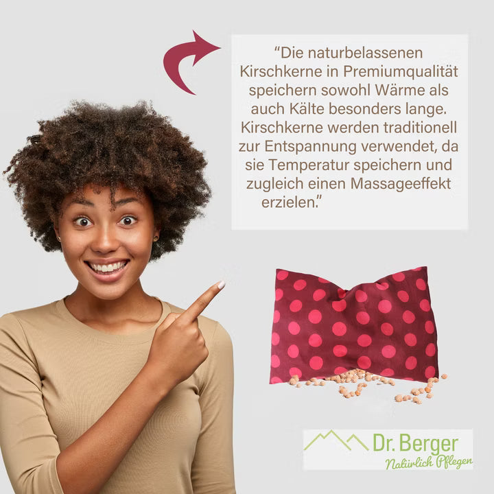 Original Dr. Berger 1-Kammer-Kirschkernkissen Tupfendruck Rot 30 x 20 cm