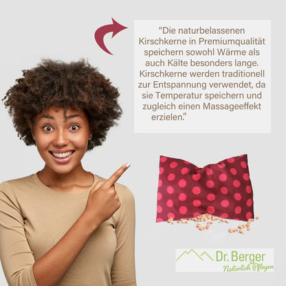 Original Dr. Berger 1-Kammer-Kirschkernkissen Tupfendruck Rot 30 x 20 cm