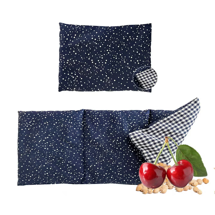 Original Dr. Berger 1-Kammer-und 3-Kammer Kirschkernkissen Set Tupfendruck Blau