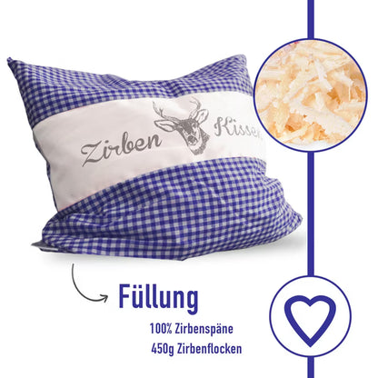 Zirbenkissen Vichy Blau 40 x 40 cm