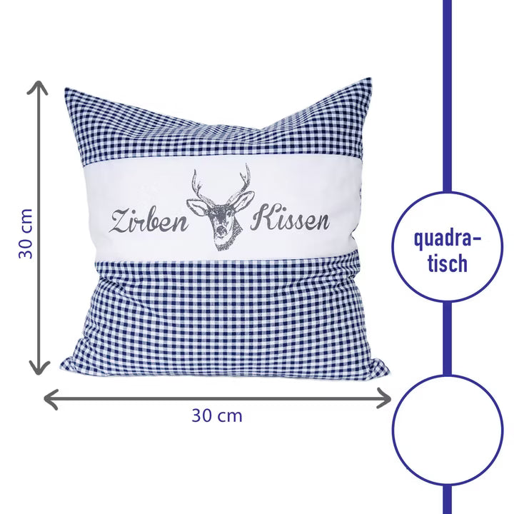 Zirbenkissen Vichy Blau 30 x 30 cm