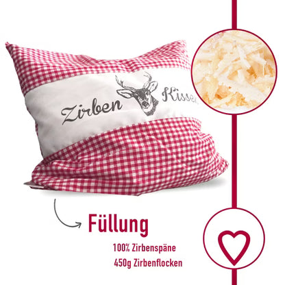 Zirbenkissen Vichy Rot 40 x 40 cm