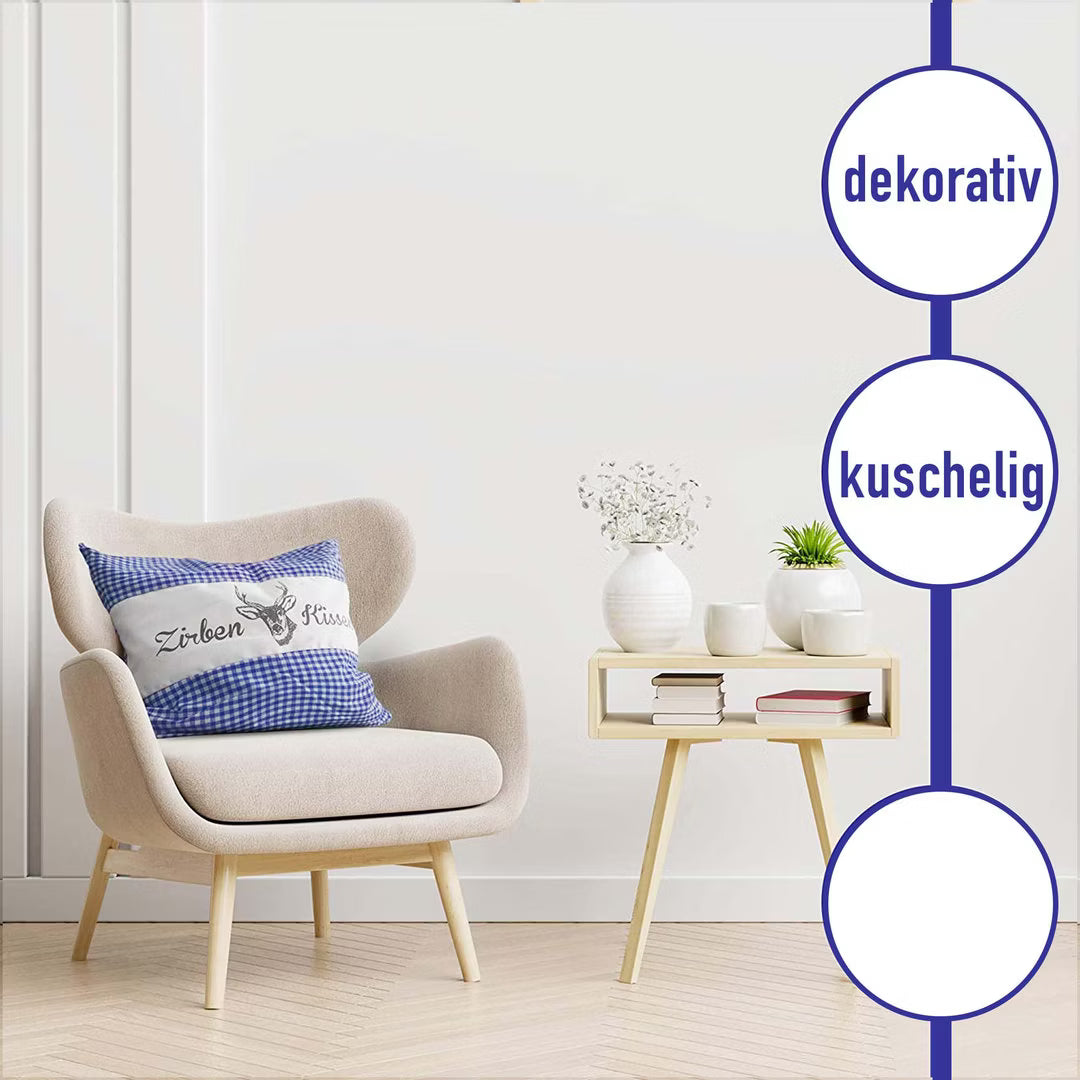 Zirbenkissen Vichy Blau 30 x 30 cm