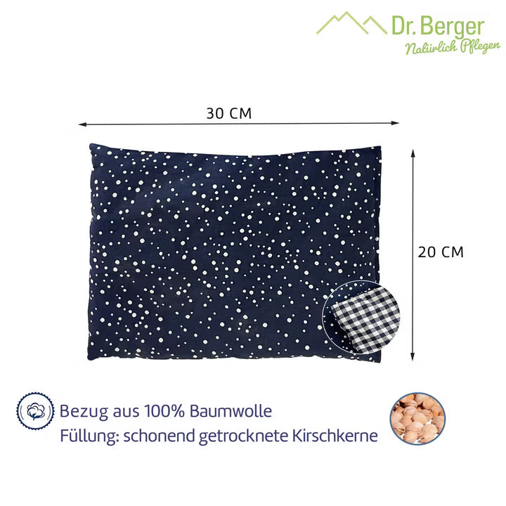 Original Dr. Berger 1-Kammer-Kirschkernkissen Tupfendruck Blau 30 x 20 cm