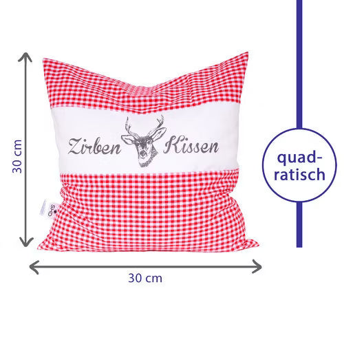 Zirbenkissen Vichy Rot 30 x 30 cm