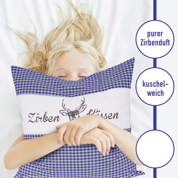 Zirbenkissen Vichy Blau 30 x 30 cm