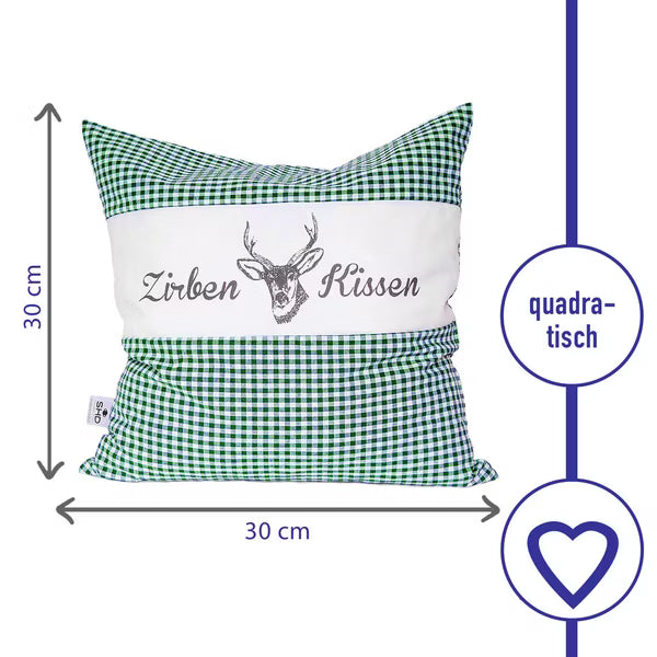 Zirbenkissen Vichy Grün 30 x 30 cm