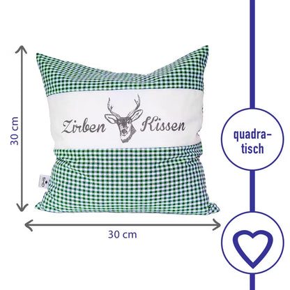 Zirbenkissen Vichy Grün 30 x 30 cm