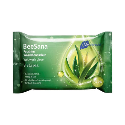 8 Stück Meditrade BeeSana Feuchter Waschhandschuh Weiß