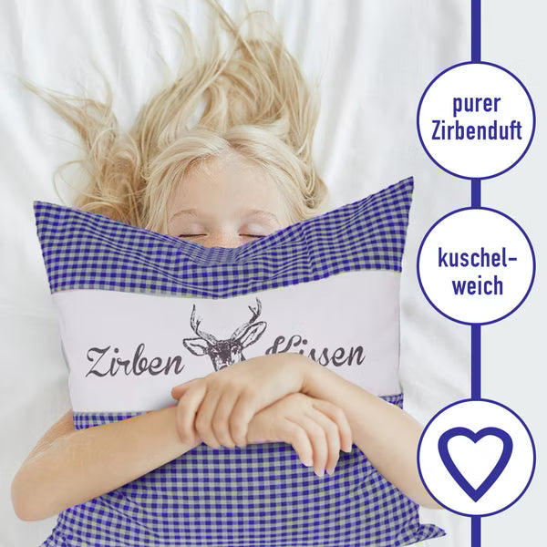 Zirbenkissen Vichy Blau 40 x 40 cm