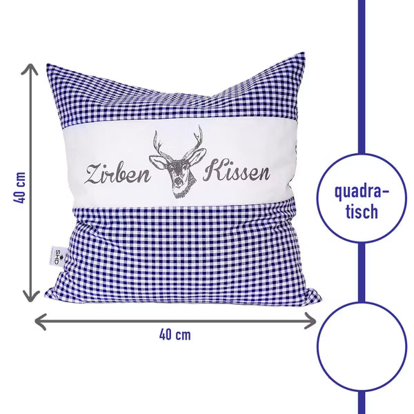 Zirbenkissen Vichy Blau 40 x 40 cm