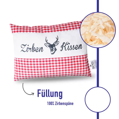 Zirbenkissen Vichy Rot 26 x 19 cm