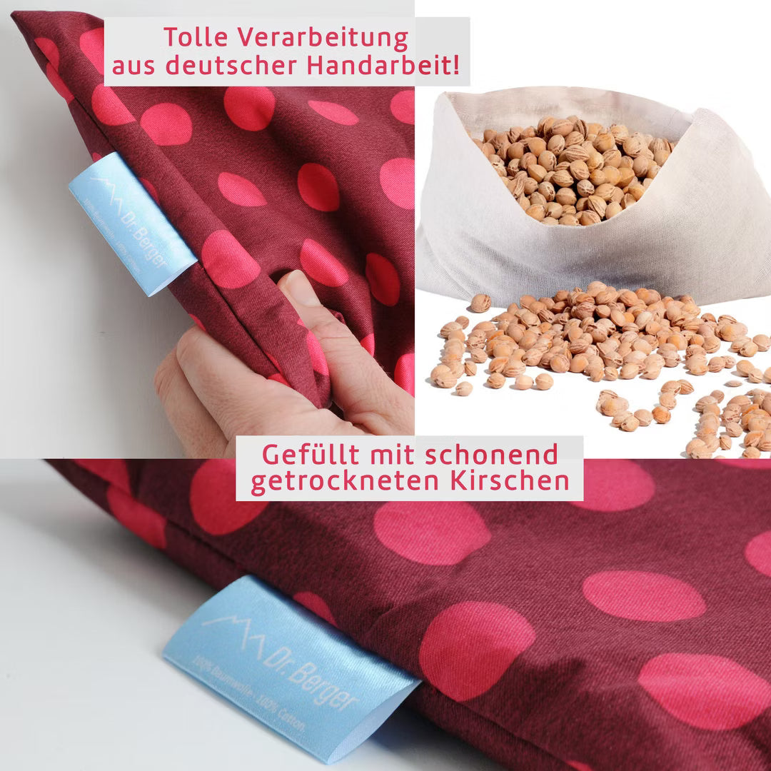 Original Dr. Berger 1-Kammer- und 3-Kammer Kirschkernkissen Set Tupfendruck Rot