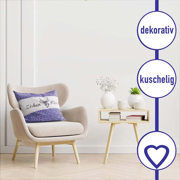 Zirbenkissen Vichy Blau 40 x 40 cm